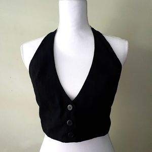 Religion Black Halter Crop Vest